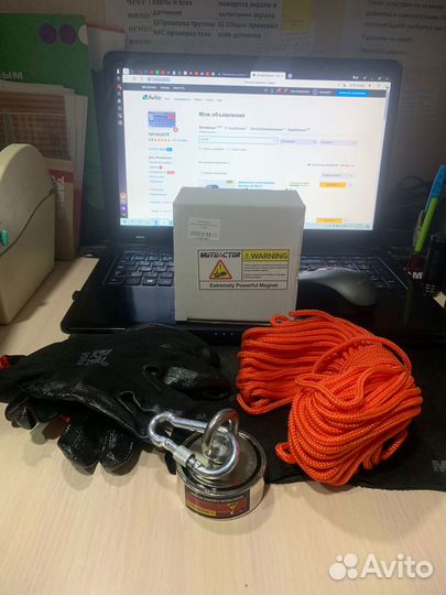 Поисковый магнит + веревка + перчатки 160кг
