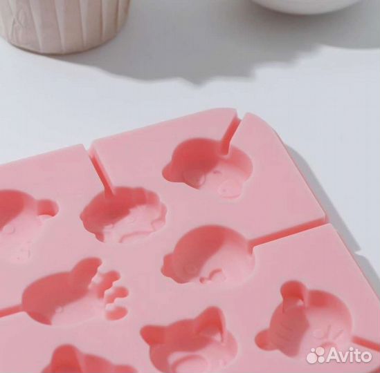 Форма силиконовая для леденцов «Зверята» новая