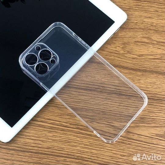 Чехол на Apple iPhone прозрачный с защитой камеры