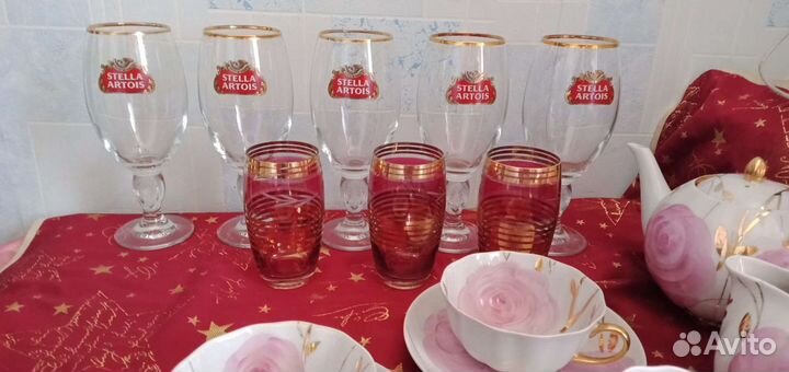 Чашки золотая лента