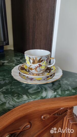 Сервиз золотые ромашки лфз Кофейное трио