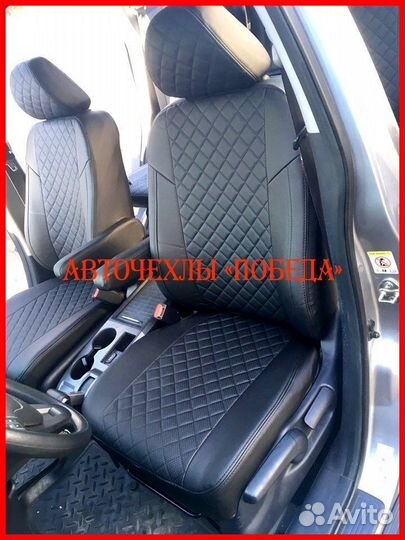 Чехлы Honda CR-V 3 из экокожи чёрные Ромб