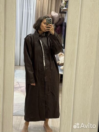 Кожаный плащ женский