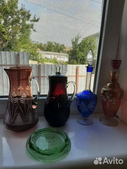 Кувшины графины цветное стекло СССР