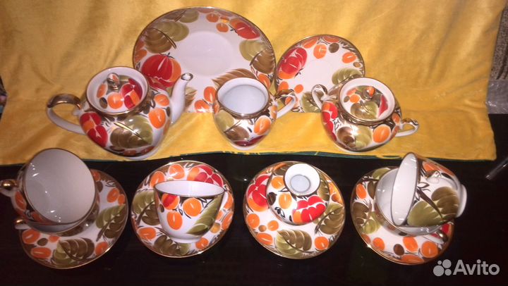 Сервиз чайный щедрая осень розовая сетка лфз СССР