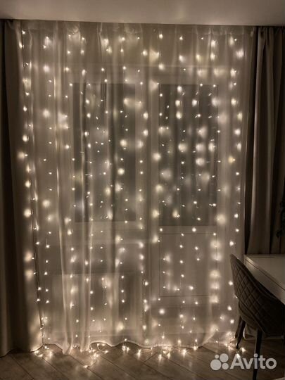 Гирлянда штора занавес дождь на окно на Праздник