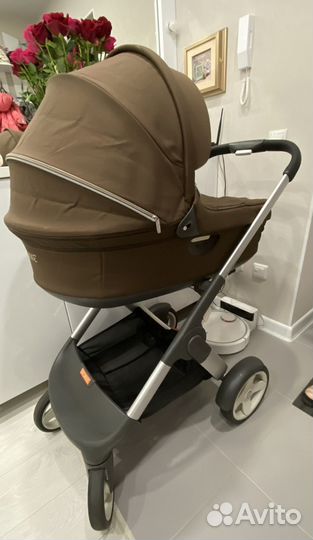 Коляска stokke trailz 3 в 1 коричневая