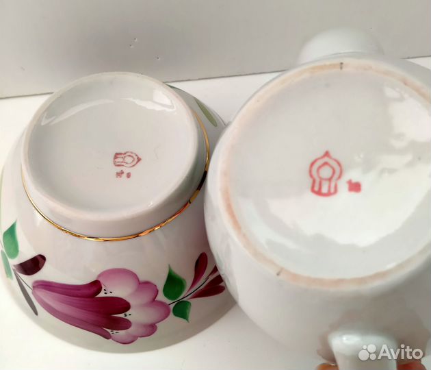 Чайник заварочный и большая пиала фарфор СССР