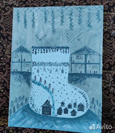 Интерьерная картина на холсте акрил, паста