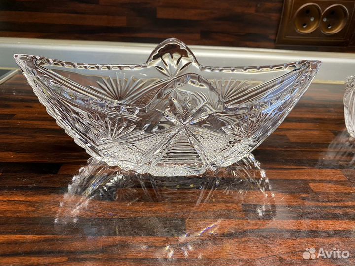 Хрустальная Конфетница, салатница «Ладья»