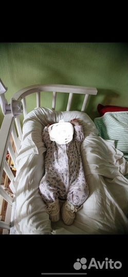 Приставная кроватка деревянная белая из бука