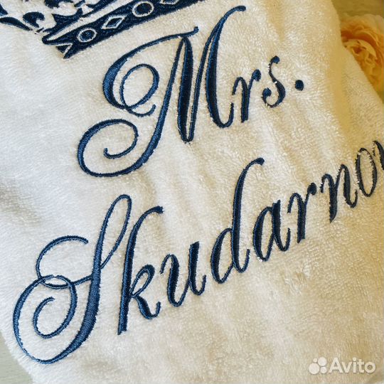 Мужской махровый халат с вышивкой на заказ