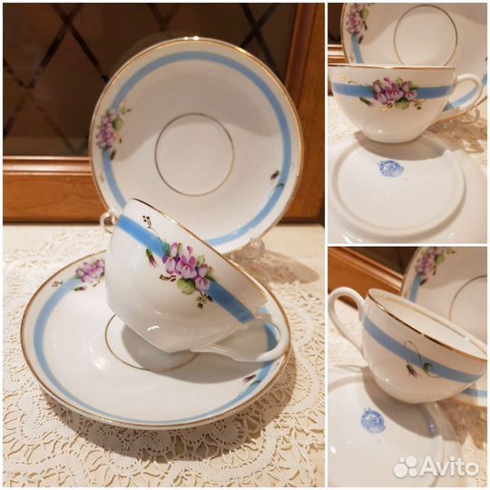 Чайная пара, Вербилки, Дулево, Красный фарфорист