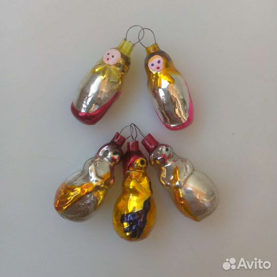 Советские ёлочные мини-игрушки - стекло
