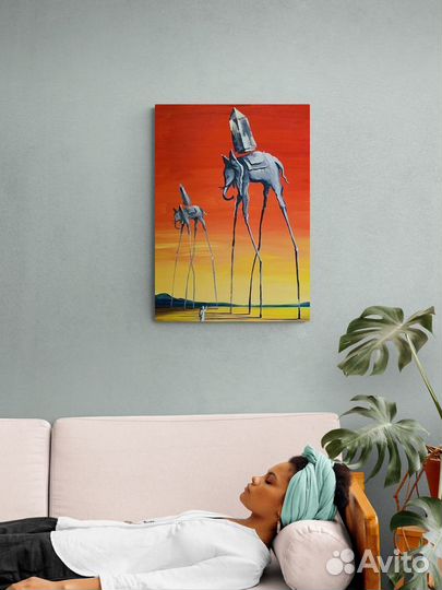 Арт картина по мотивам Сальвадор Дали - Слоны