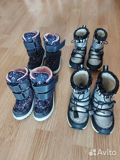 Сапоги зимние для девочек двойняшек 22, 23