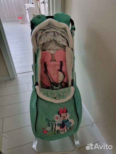 Санки-коляска Nika Disney baby 2 с Минни Маус