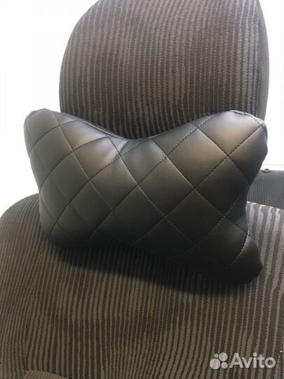 Подушка на подголовник ромб экокожа черный, чер