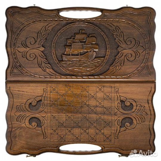 Нарды и шашки резные Парусник 61 х 64 см бук Армения 62676
