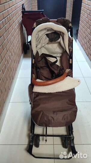 Детские санки коляска с колесами