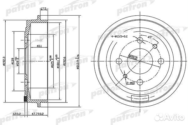 Patron PDR1045 Барабан тормозной fiat puntobravo 9