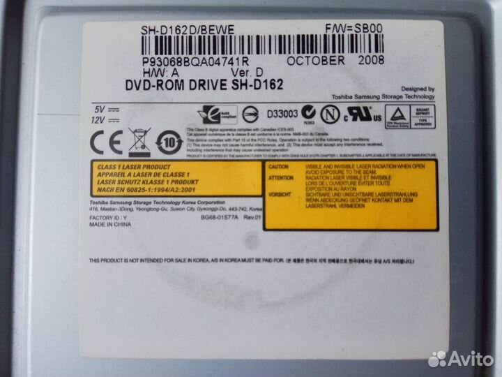 DWD ROM drive SH-D162 Редактировать
