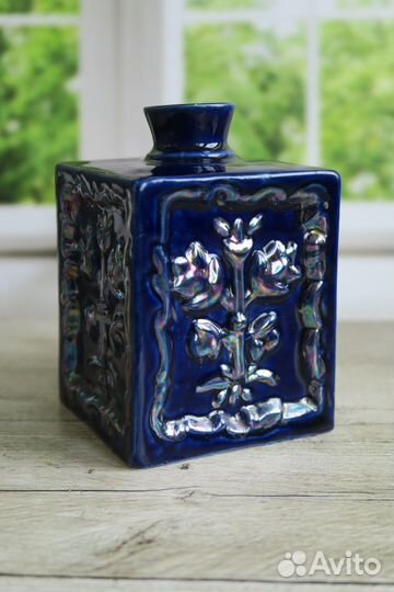 Ваза кобальт фарфор Бронницы СССР