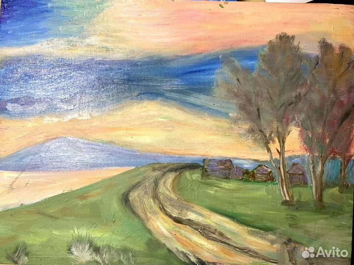 Картина маслом деревенский пейзаж