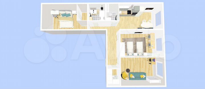 3-к. квартира, 70 м², 1/5 эт.