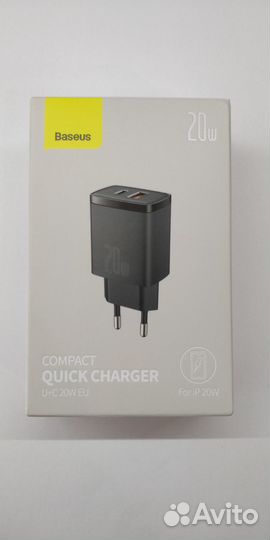 Baseus compact quick charger u+c 20w зарядка заряд