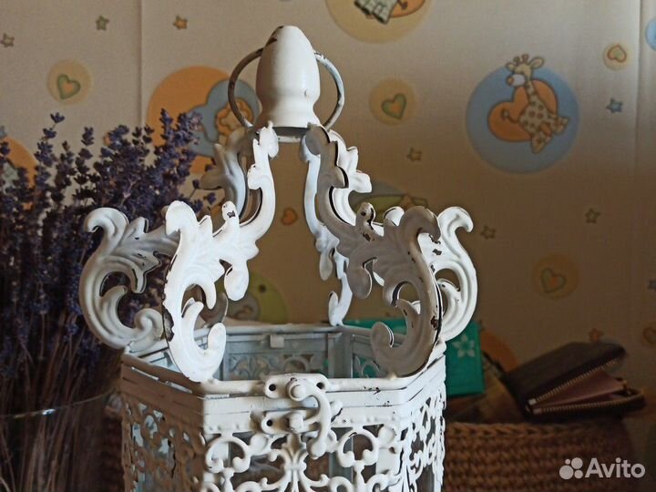 Подсвечник шеббишик белый винтаж состаренный