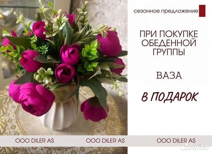 Большой обеденный стол и стулья