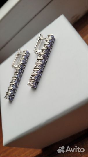 Серьги с натуральными танзанитами. Доставка ноль)