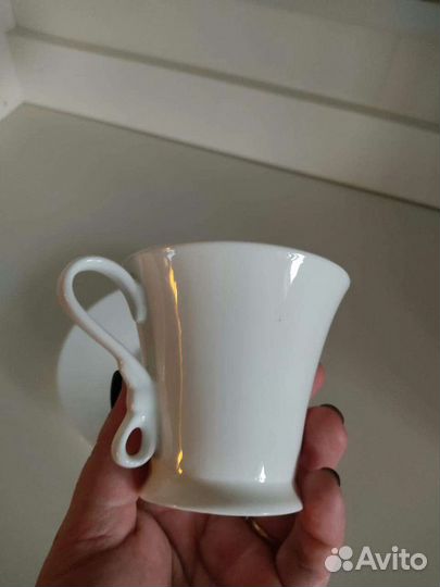 Чайные пары, белый тонкий фарфор