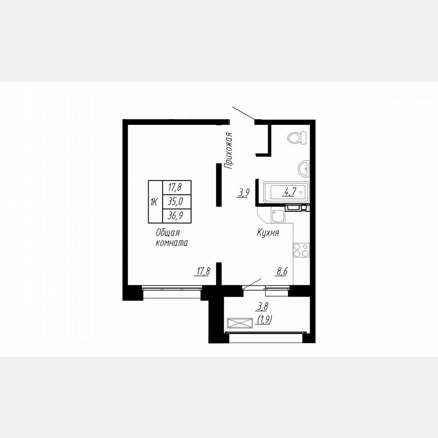 1-к. квартира, 36,9 м², 6/17 эт.