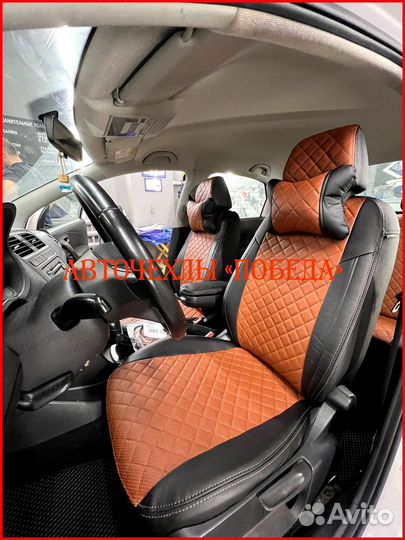 Чехлы Volkswagen Polo 5 Sd из экокожи чёрно-коричн