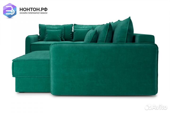 Диван п-образный тик-так Антей изумрудный