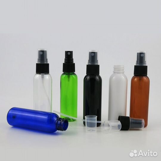 Флаконы разных форм, колпачки, распылители, дозато