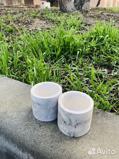 Мраморные гипсовые подсвечники 2 шт