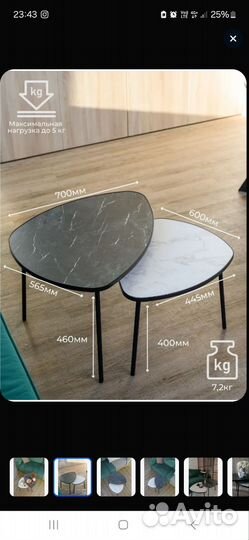 Столики журнальные 2 штуки комплект