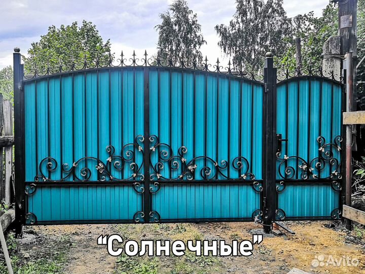 Кованные ворота и калитка профнастил