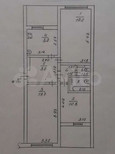 3-к. квартира, 69,7 м², 3/3 эт.
