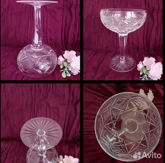 Ваза на ножке/ бокалы/рюмки хрусталь СССР