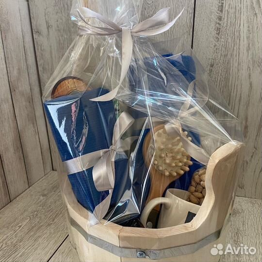 Банный мужской букет с килтом в шайке