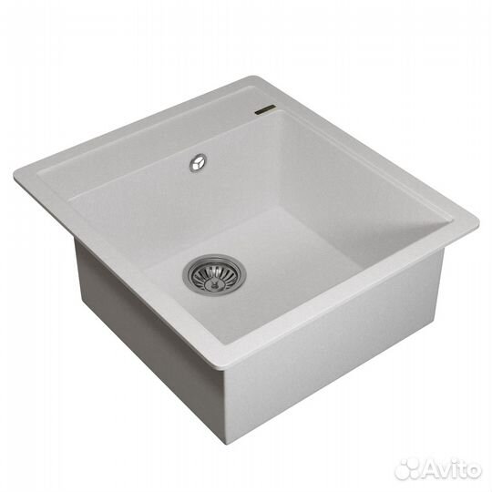 Кухонная мойка кварцевая прямоугольная, белая