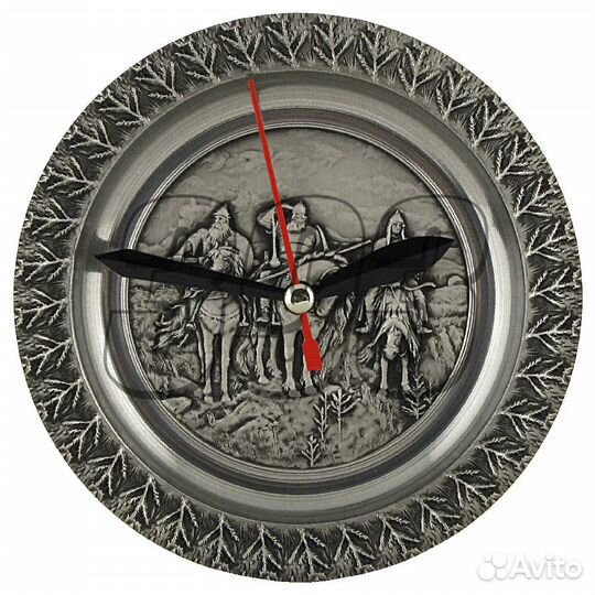 Часы-тарелка Богатыри (олово) (5308)