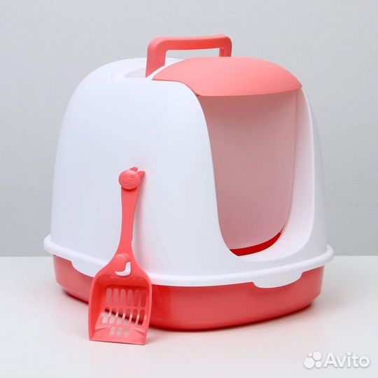 Туалет закрытый с совком, 47 х 40 х 39 см, бело-ро