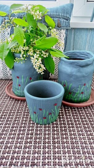 Горшок глиняный кашпо органайзер