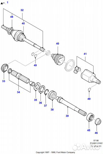 Наружный шрус с валом ford Explorer 1992-2000 (EX)