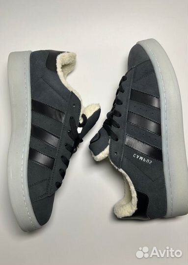 Кроссовки Adidas Campus Grey с мехом